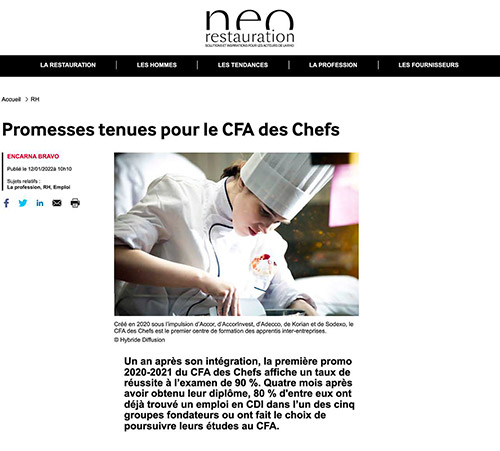 Le CFA des chefs, la presse en parle !